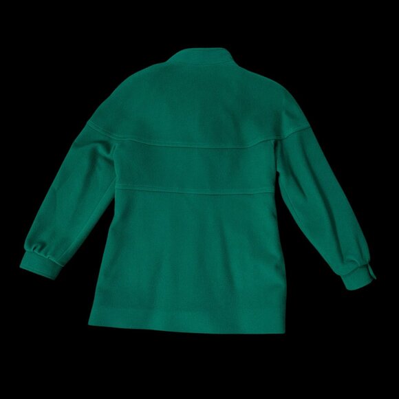 Vintage Womens Green Wool Coat Size 8 1980s Leather Accents Winter Zip Buttons - Picture 3 of 9